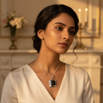 Load image into Gallery viewer, 925 Silver Square Smoky Quartz Pendant for Women | Gift
