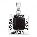 Load image into Gallery viewer, 925 Silver Square Smoky Quartz Pendant for Women | Gift
