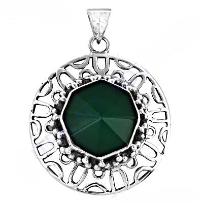 925 Silver Green Gemstone Pendant Necklace for Women