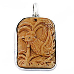 Load image into Gallery viewer, Carved Rooster Pendant - Silver Frame Pendant | Animal Jewelry
