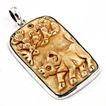 Load image into Gallery viewer, Silver Carved Ox Pendant | Animal Jewelry | Gift for Her
