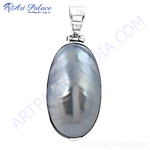 Load image into Gallery viewer, 925 sterling silver gray pearl pendant. Oval-shaped grey pearl pendant for women.
