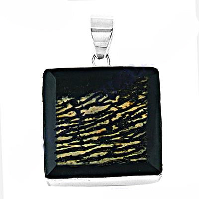 925 Silver Black Onyx Square Pendant | Women's Fashion Jewelry