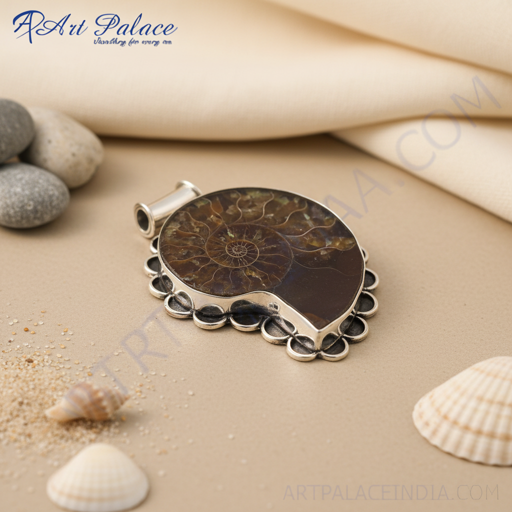 925 silver ammonite pendant | fossil jewelry for women