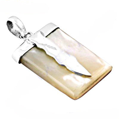 Silver Rectangular Mother of Pearl Pendant | Women's Jewelry Gift