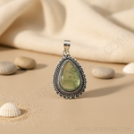 Load image into Gallery viewer, 925 Silver Prehnite Gemstone Pendant for Women | Teardrop Jewelry
