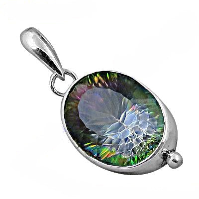 925 Silver Mystic Topaz Pendant | Oval Cut Gemstone Jewelry