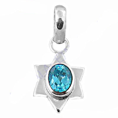925 Silver Blue Topaz Star Pendant for Women | Gemstone Jewelry
