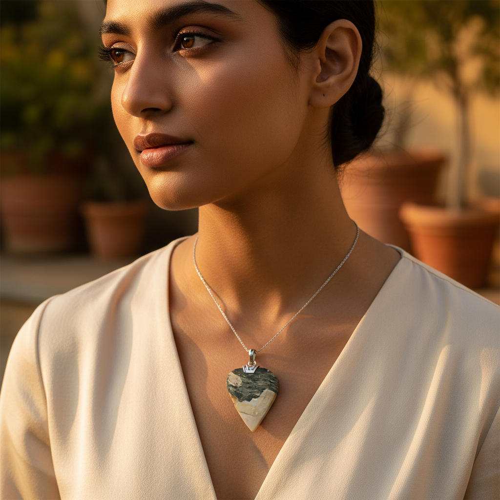 Collar con colgante de corazón de plata para mujer | Joyería con piedras preciosas