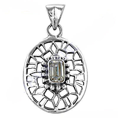 925 Silver Quartz Pendant Necklace | Women's Geometric Jewelry