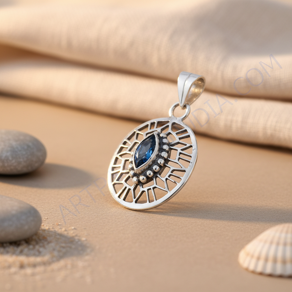 925 silver blue topaz pendant for women | gemstone jewelry