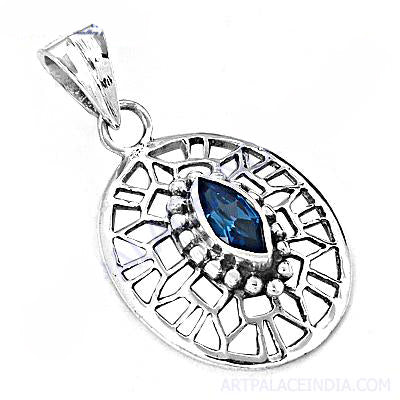 925 Silver Blue Topaz Pendant for Women | Gemstone Jewelry