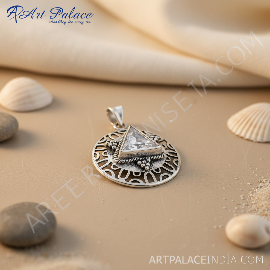 925 Silver Crystal Triangle Pendant for Women | Gift Jewelry