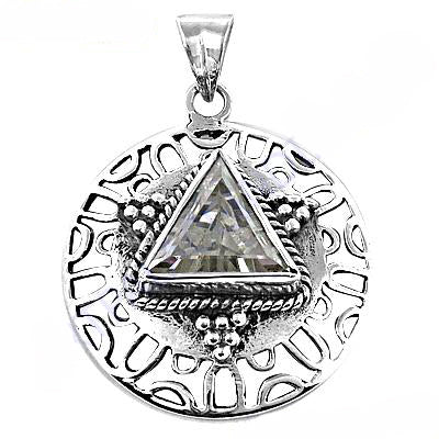 925 Silver Crystal Triangle Pendant for Women | Gift Jewelry