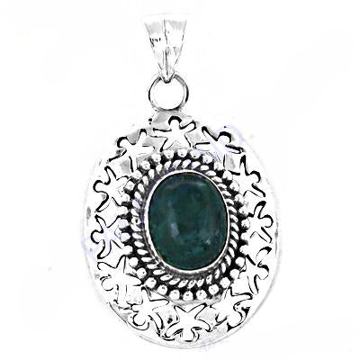 925 Silver Green Gemstone Pendant Necklace for Women