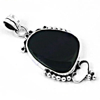925 Silver Onyx Pendant Necklace | Black Gemstone Jewelry