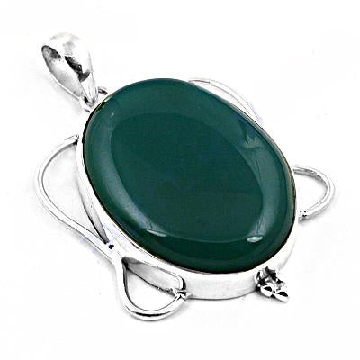925 Silver Green Onyx Pendant for Women | Gemstone Jewelry