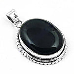 Load image into Gallery viewer, 925 Silver Black Onyx Oval Pendant for Women | Gemstone Jewelry
