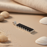 将图像加载到图库查看器中， Silver Black Onyx Pendant for Women | Modern Geometric Jewelry
