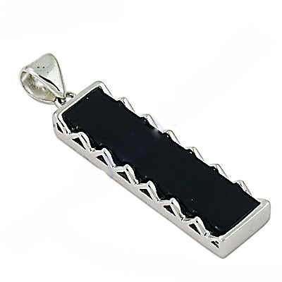 Silver Black Onyx Pendant for Women | Modern Geometric Jewelry