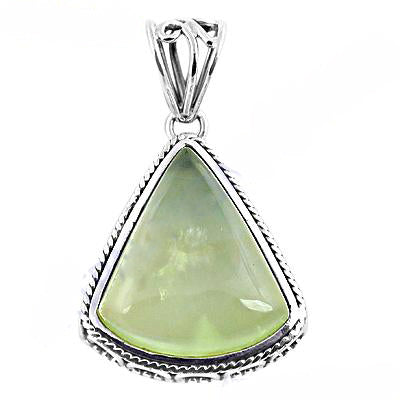 925 Silver Green Gemstone Pendant | Triangle Necklace for Women