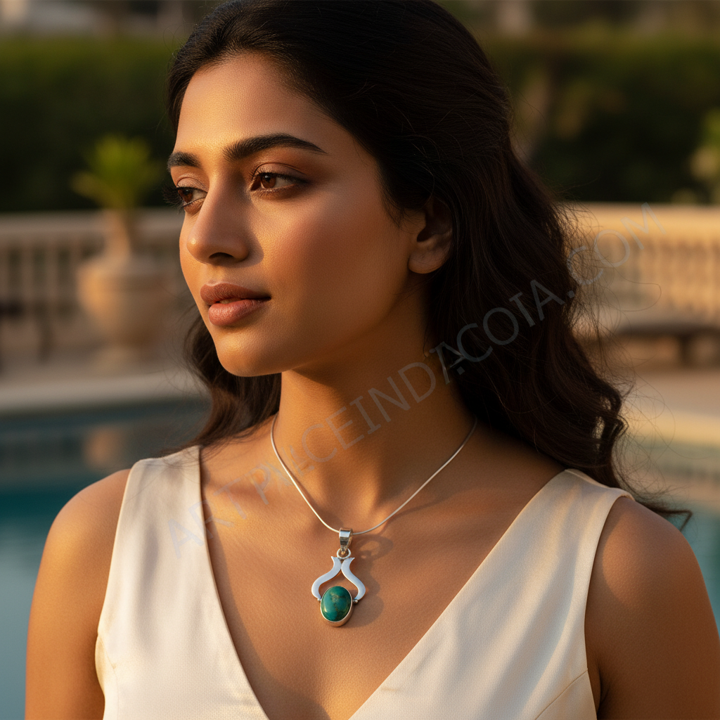 Colgante de turquesa en plata 925 para mujer | joyas con piedras preciosas