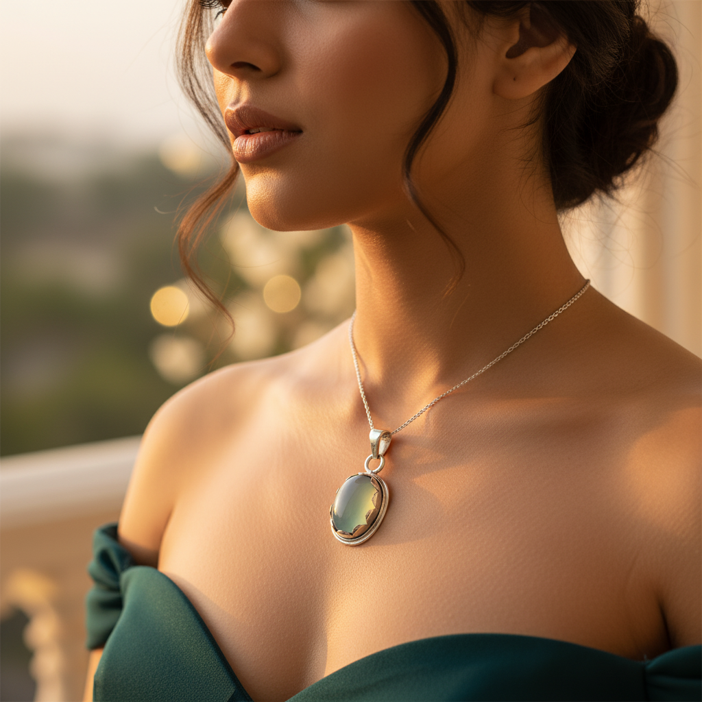 925 Silver Chalcedony Pendant for Women | Gemstone Jewelry
