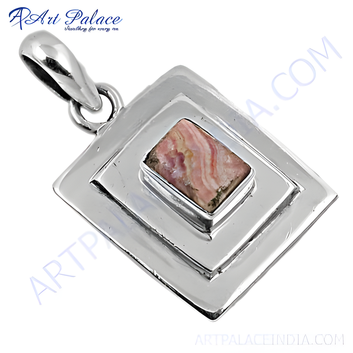 925 sterling silver rhodochrosite pendant featuring a unique gemstone design