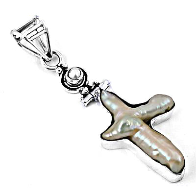 925 Sterling Silver Pearl Cross Pendant for Women | Gift