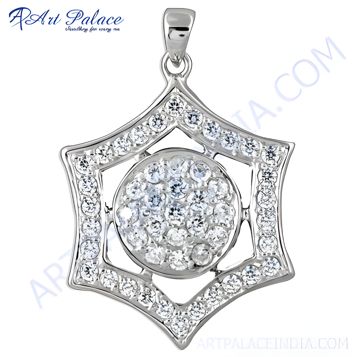 925 sterling silver pendant with sparkling cubic zirconia stones