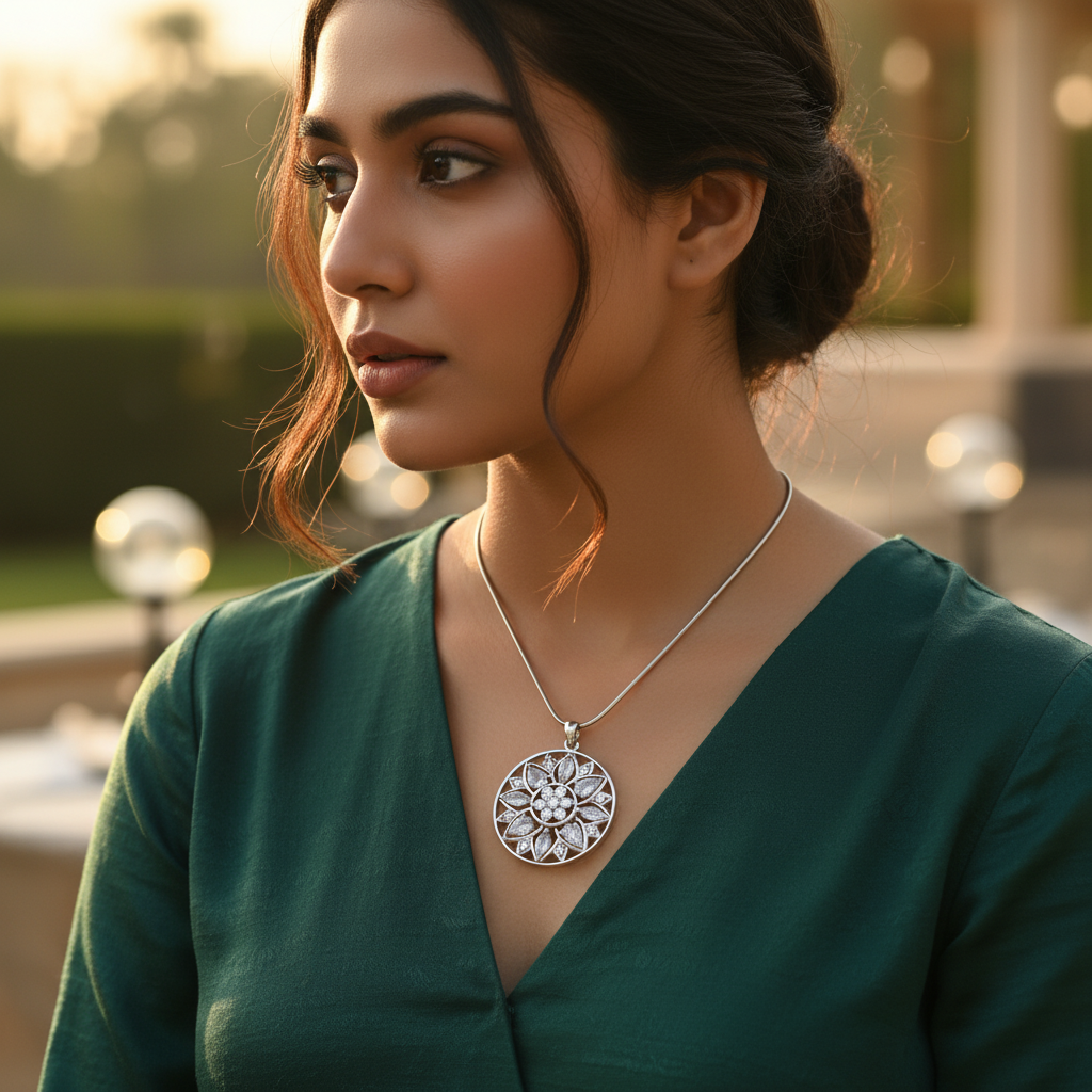 Colgante de plata 925 con circonita cúbica para mujer | Regalo de joyería fina