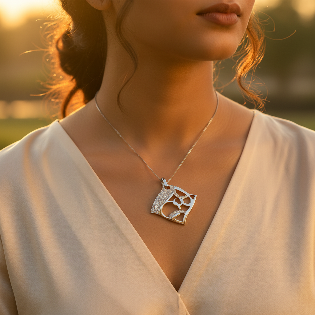 Colgante de plata 925 con circonita cúbica para mujer | joyería de moda