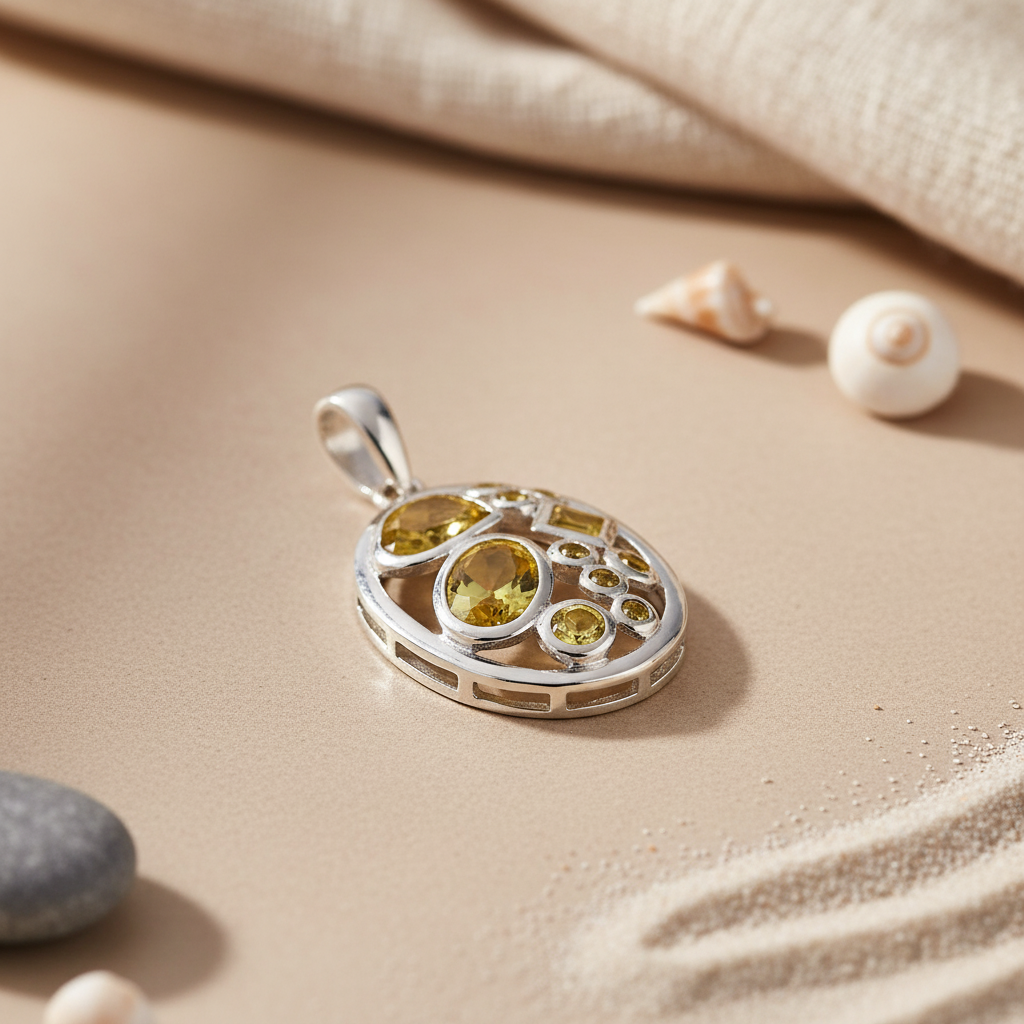 925 Silver Citrine Pendant for Women | Gemstone Jewelry