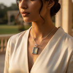 Load image into Gallery viewer, Colgante rectangular de plata 925 con piedras preciosas para mujer | Uso diario
