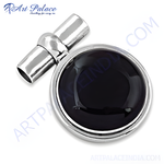 Load image into Gallery viewer, Sterling silver cufflinks featuring a black onyx gemstone, perfect for men's formal attire.
