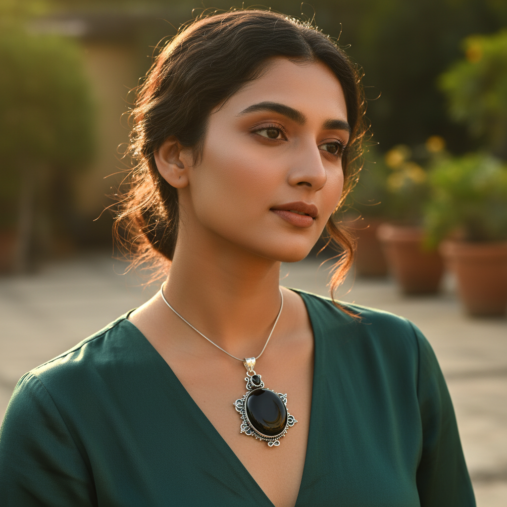 925 Silver Black Onyx Pendant for Women | Gemstone Jewelry