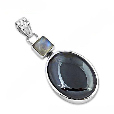 925 Silver Black Onyx & Moonstone Pendant for Women | Gift
