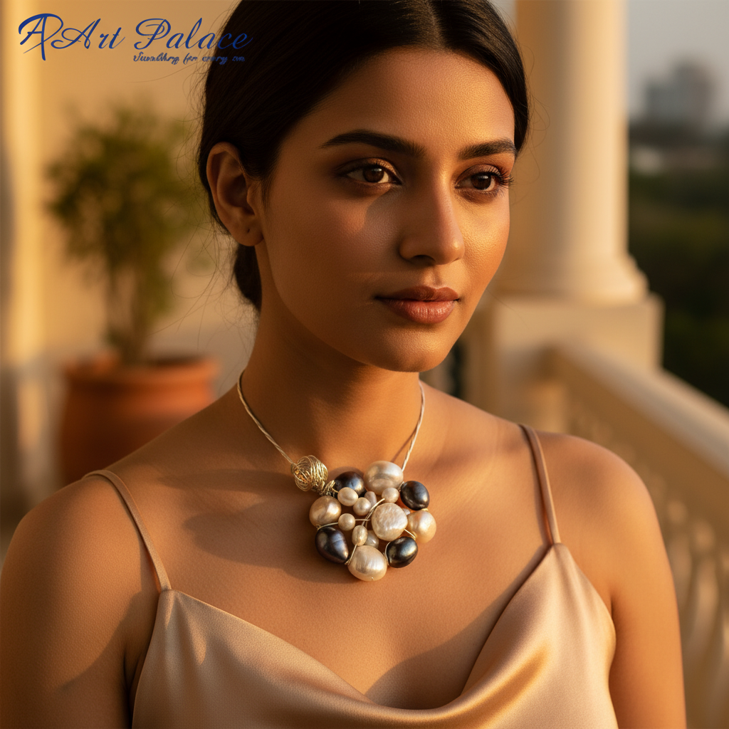 珍珠簇吊坠项链 | 女士天然宝石首饰