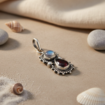 将图像加载到图库查看器中， 925 Silver Garnet &amp; Moonstone Pendant for Women | Gemstone Jewelry
