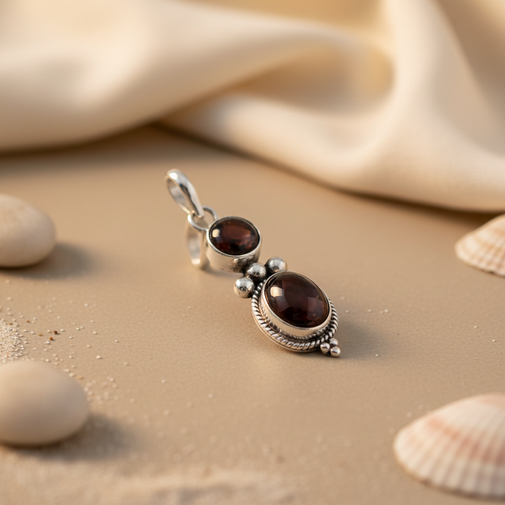 925 Sterling Silver Garnet Pendant for Women | Gemstone Jewelry