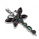 Load image into Gallery viewer, 925 Sterling Silver Dragonfly Pendant | Garnet &amp; Labradorite
