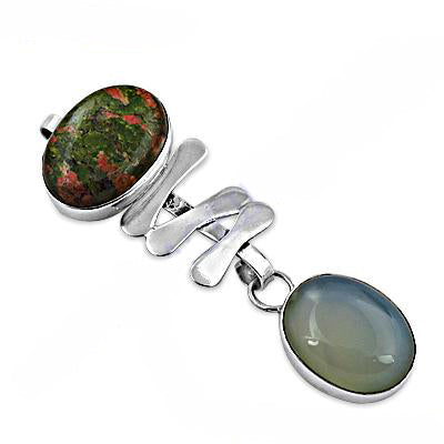 925 Silver Unakite & Agate Pendant Necklace | Women's Jewelry