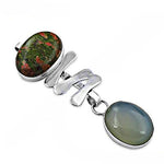 Load image into Gallery viewer, 925 Silver Unakite &amp; Agate Pendant Necklace | Women's Jewelry
