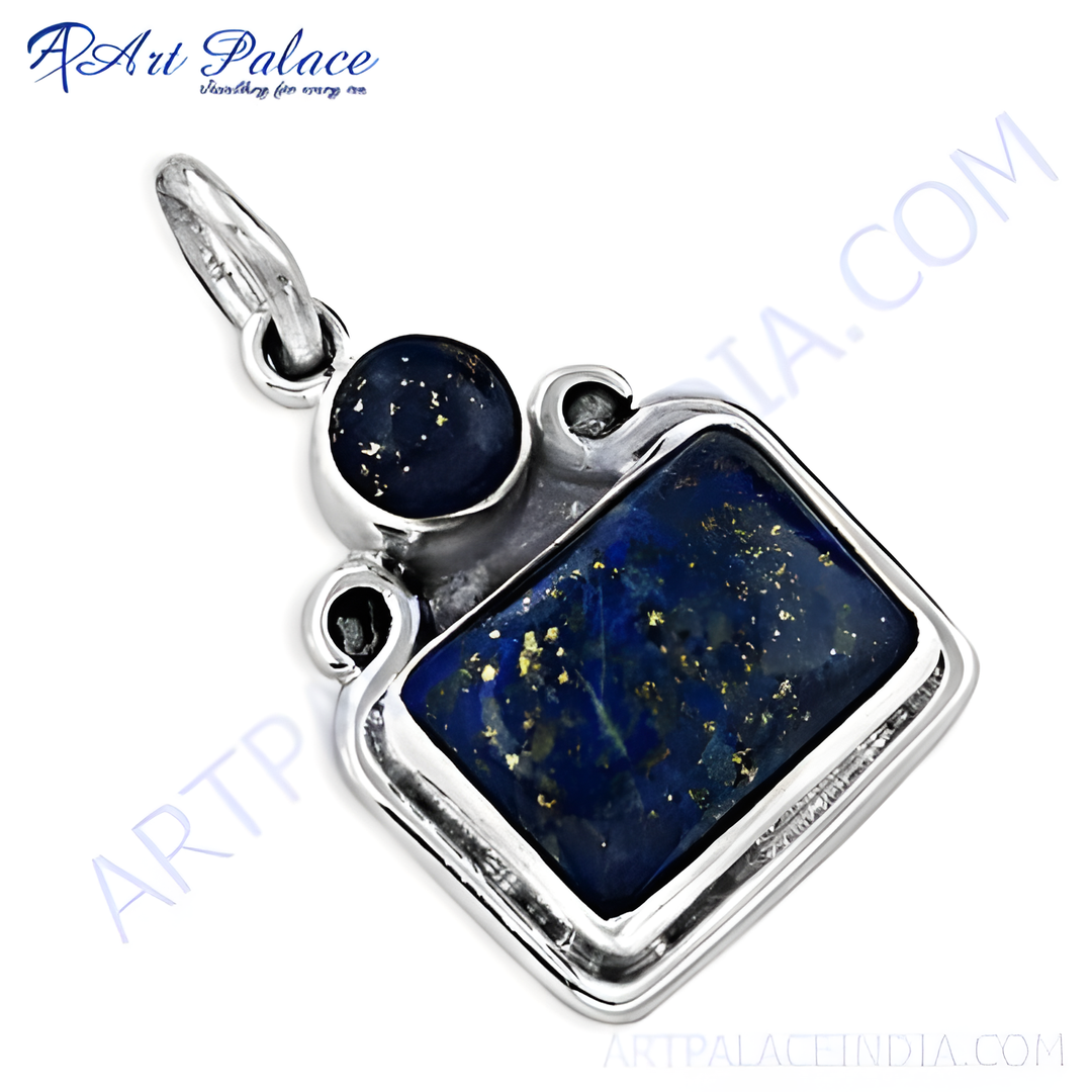 925 sterling silver lapis lazuli pendant with a deep blue gemstone.