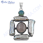 Load image into Gallery viewer, 925 Silver Rose Quartz Pearl Pendant Necklace for Women
