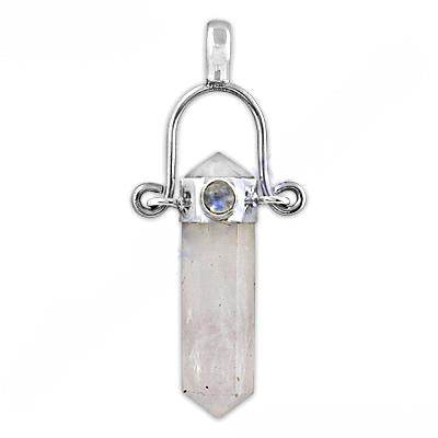 925 Silver Quartz Crystal Pendant for Women | Gemstone Jewelry