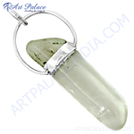 Load image into Gallery viewer, Silver pendant necklace with a unique light green stone for women. Ideal as a gift for her.

