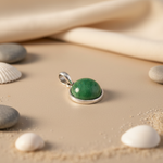 将图像加载到图库查看器中， 925 Silver Green Gemstone Pendant | Round Cabochon for Women
