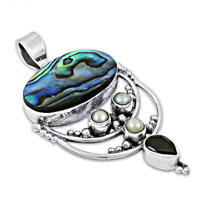 925 Silver Abalone Pendant with Pearl Accents | Gift for Her