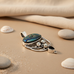 Load image into Gallery viewer, 925 Silver Abalone Pendant with Pearl Accents | Gift for Her
